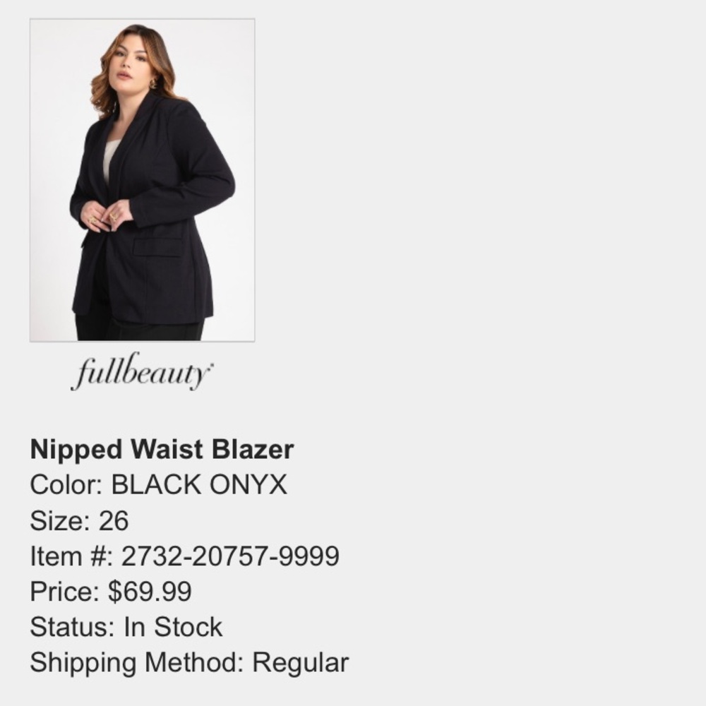 ELOQUII Black Onyx Nipped Waist Blazer